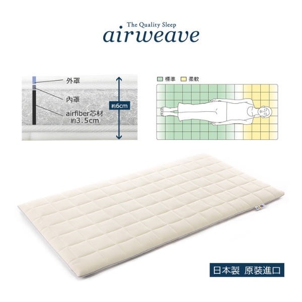 airweave「側睡全家好眠款」創新薄墊，採用兩段式支撐度設計
